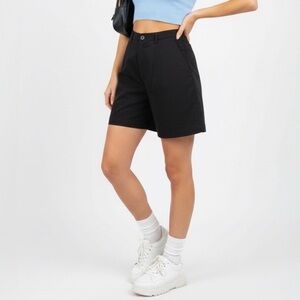 Y2K NWT Eddie Bauer 7” Cotton Walking Short 16 Black Mini Pinch Pleat Pockets